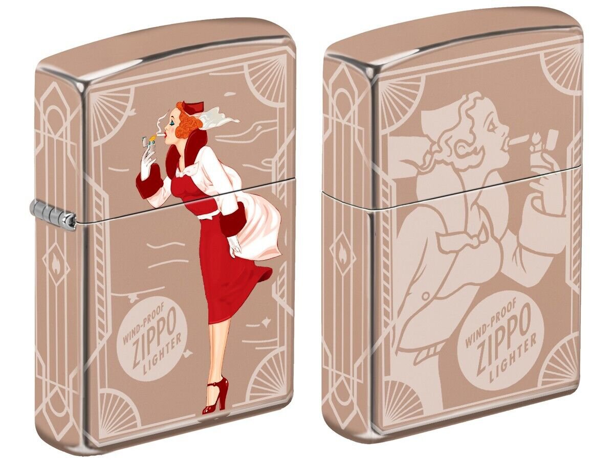 Windy Varga Lighter" 2-Sided Rose Gold Finish Zippo Lighter Free U.S. Shipping