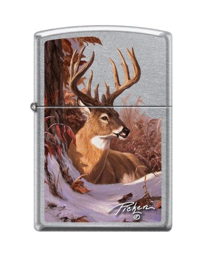 Linda Picken's Whitetail Deer Design, Street Chrome Zippo Lighter Free U.S. Shipping