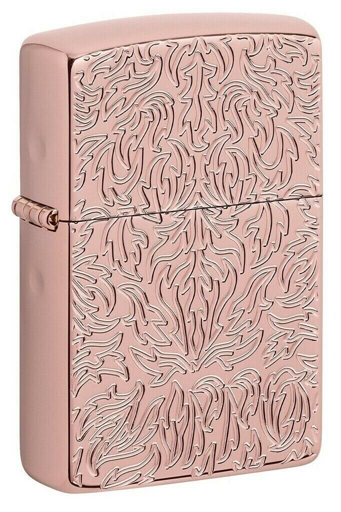Gorgeous Deep Carved Design Rose Gold Armor Zippo Lighter Free U.S. Shipping