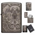 Sharp Black Ice Polished Lucky  Elephant Zippo Lighter FREE U.S. SHIPPING