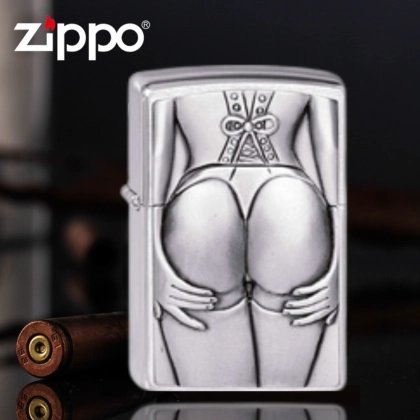 Chrome 3D Emblem Sexy Lady Butt Stocking Girl Zippo Lighter