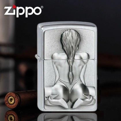Chrome 3D Emblem Sexy Lady Bondage Girl Zippo Lighter