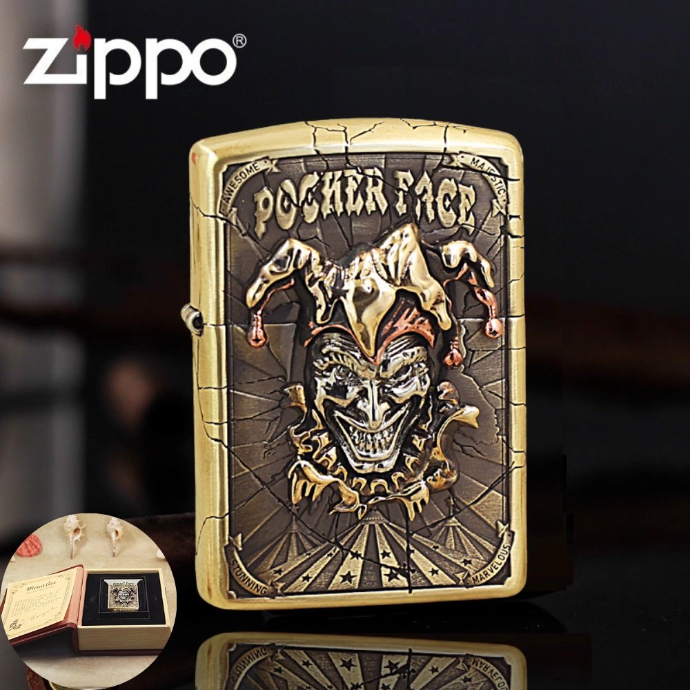 Armor Brass Joker Poker Face Zippo Lighter