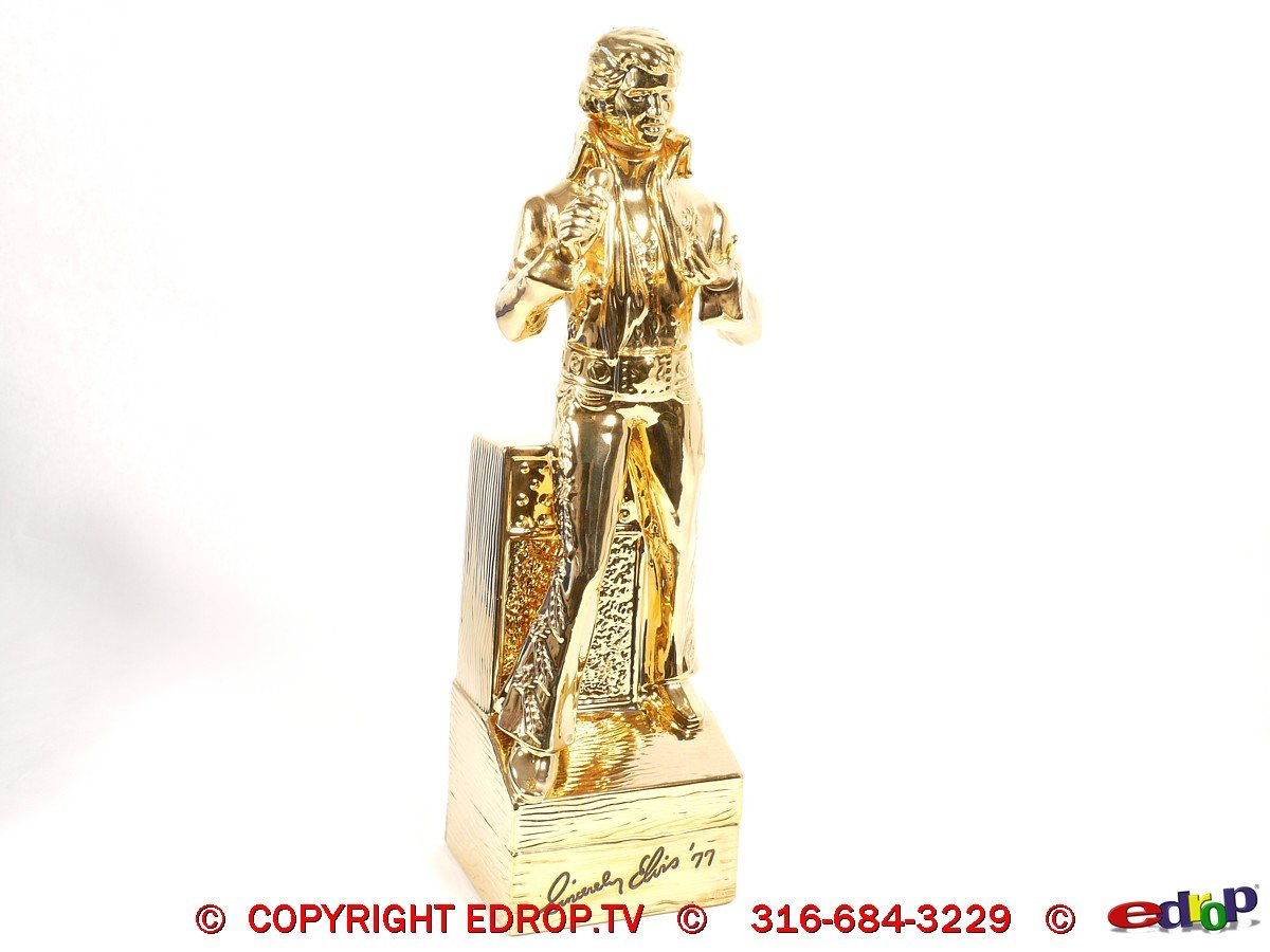 1977 Elvis McCormick Gold Whiskey Decanter Music Box Sealed Full Mint