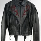 Black Fringe Leather Ladies Coat Jacket Thinsulate Lining 10