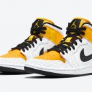 Men's Women's Air Jordan 1 Mid Perforated - White University Gold BQ6472 107