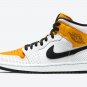 Men's Women's Air Jordan 1 Mid Perforated - White University Gold BQ6472 107