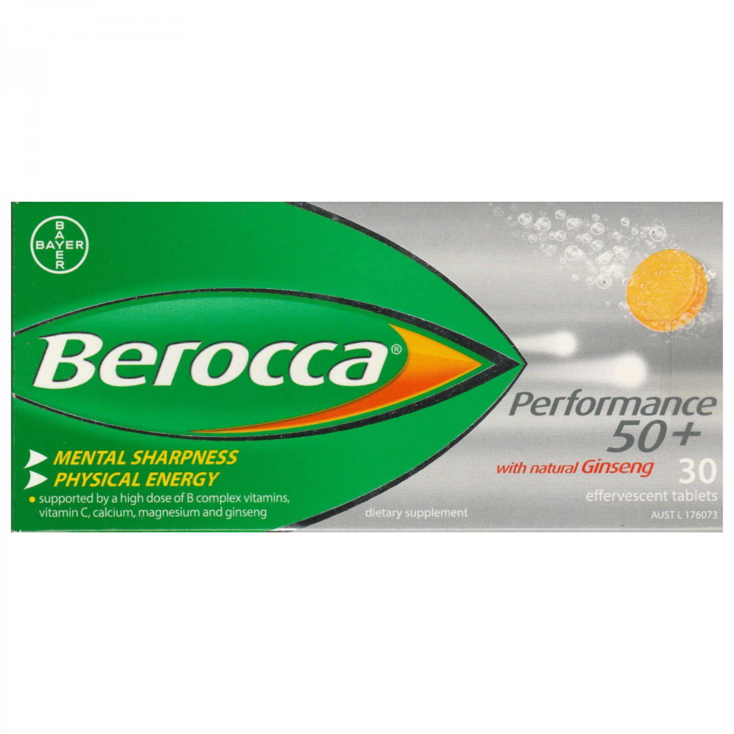 Berocca Performance 50+ Natural Ginseng Effervescent Tablets 30s