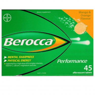 Berocca Performance Effervescent Tablets 45s Mango & Orange Flavor