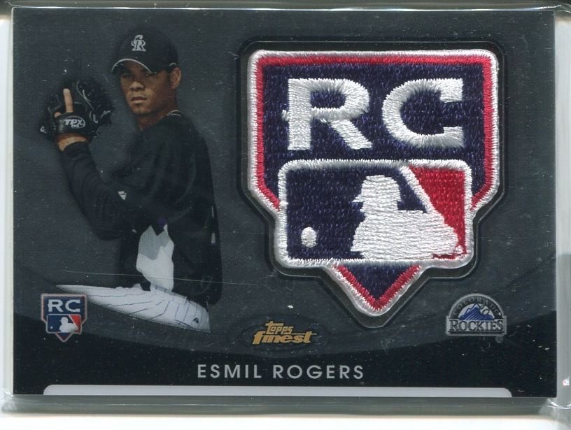 ESMIL ROGERS LOGO PATCH RC SER# 9/50 2010 Finest #146 ROOKIE Rockies