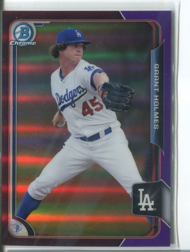 GRANT HOLMES PURPLE REFRACTOR RC SER# 59/250 2015 Bowman Chrome Prospect #BCP237