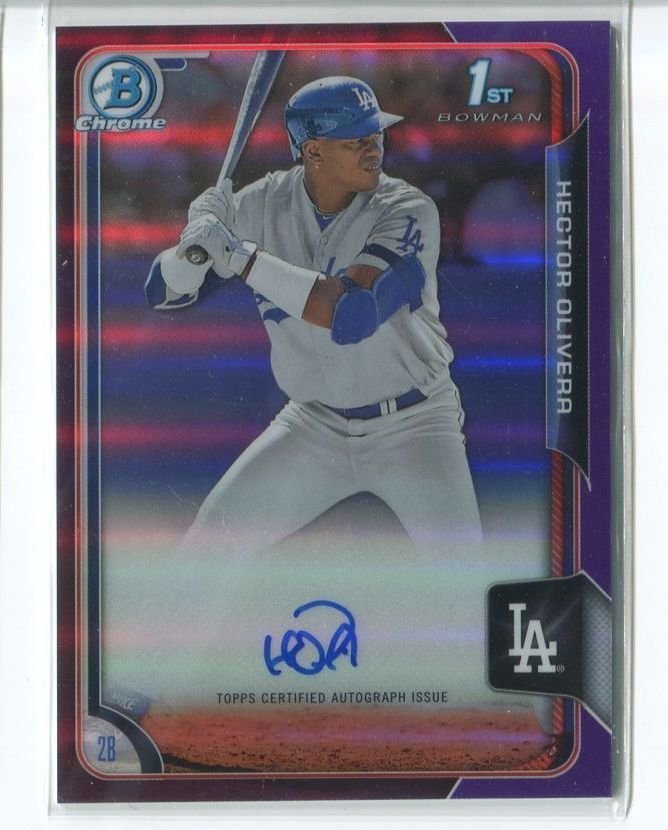 HECTOR OLIVERA AUTOGRAPH PURPLE REFRACTOR RC SER# 225/250 2015 Bowman Chrome