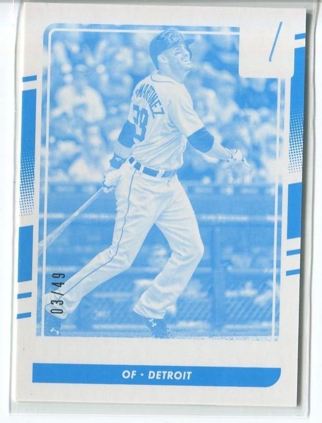 J.D. MARTINEZ SER# 3/49 2016 Donruss Test Proof Cyan #93 Tigers