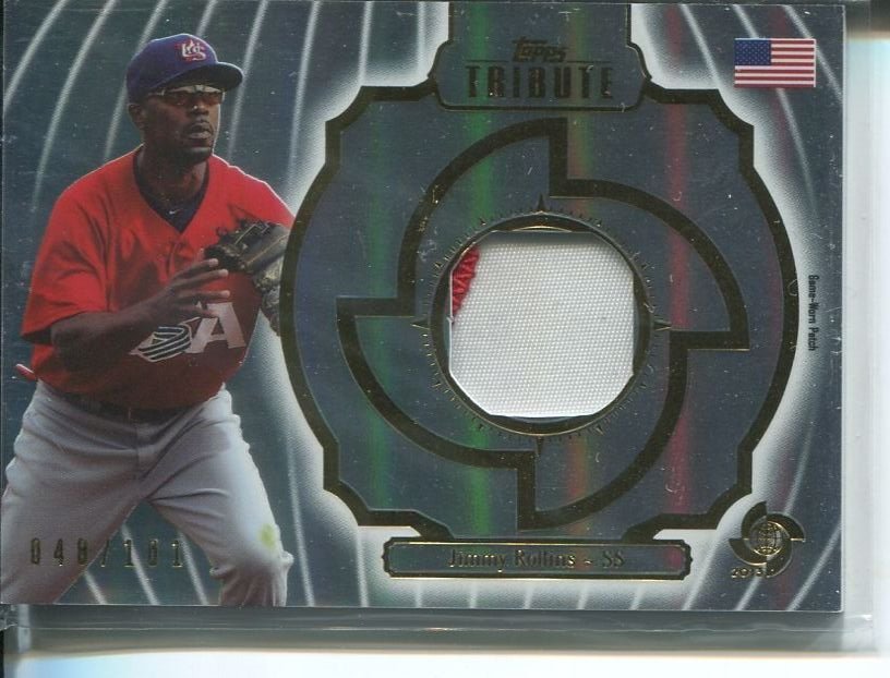 JIMMY ROLLINS GAME USED PATCH SER# 48/101 2013 Topps Tribute WBC Prime Phillies