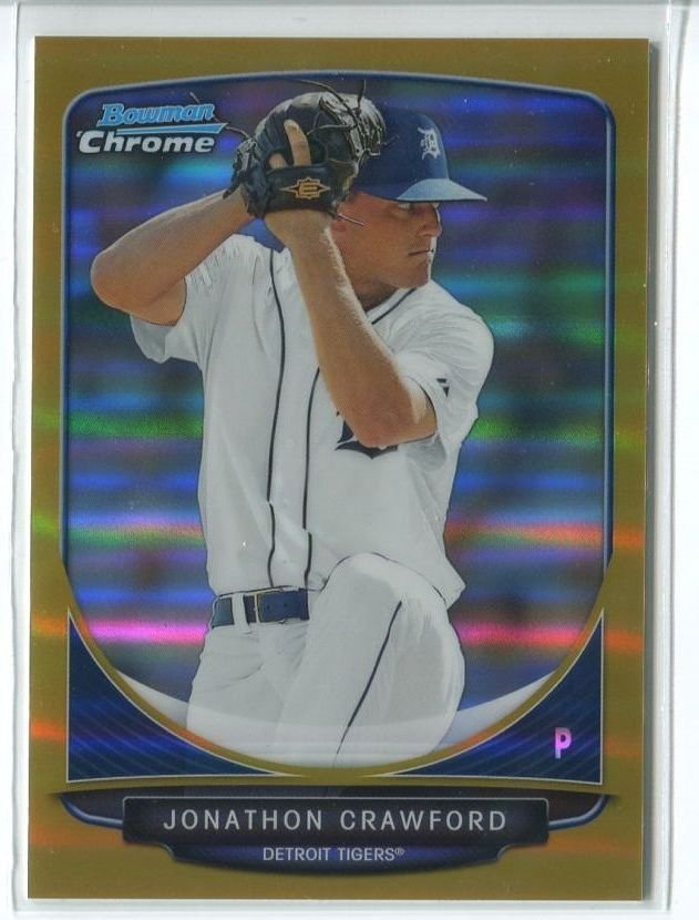 JONATHON CRAWFORD GOLD REFRACTOR RC SER# 26/50 2013 Bowman Chrome Draft #BDPP7