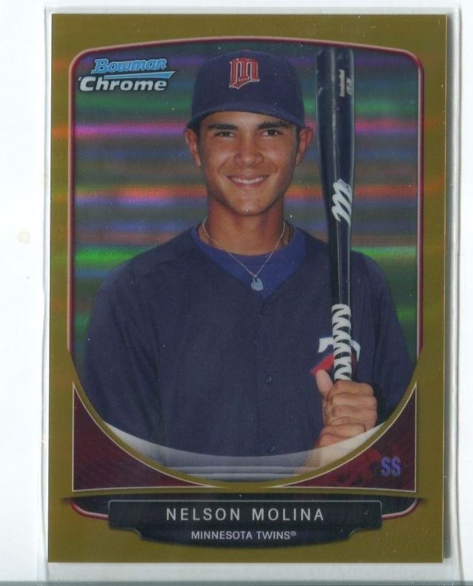 NELSON MOLINA GOLD REFRACTOR RC SER# 43/50 2013 Bowman Chrome Draft Pick #BDPP76