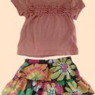 Kids Korner/Carter's size 12 months orange top and brown floral skirt