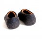 Mens wool slippers, Grandpa fathers day gift, Black Burnt Orange - Handmade to Fit