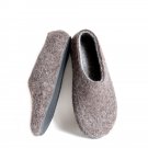 60th Birthday Dad Shoes Felt Brown Beige Slippers, Boiled Wool Gray Brown Moccasin
