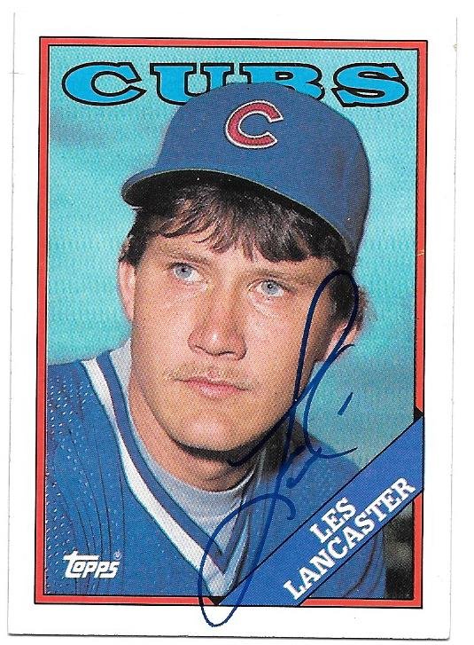 LES LANCASTER SIGNED 1988 TOPPS BASEBALL CARD AUTOGRAPH CHICAGO CUBS AUTO
