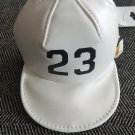 Faux Leather Baseball Coin Zipper Purse Keychain #23 White Faux Leather Baseball Coin Zipper Purse Keychain #23 White