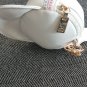 Faux Leather Baseball Coin Zipper Purse Keychain #23 White