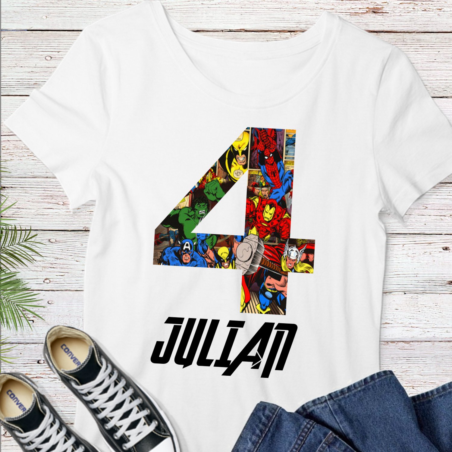 Personalized Marvel Superhero Comic Tee Shirt Digital Printable Transfer Iron-On Heat Ready to Press