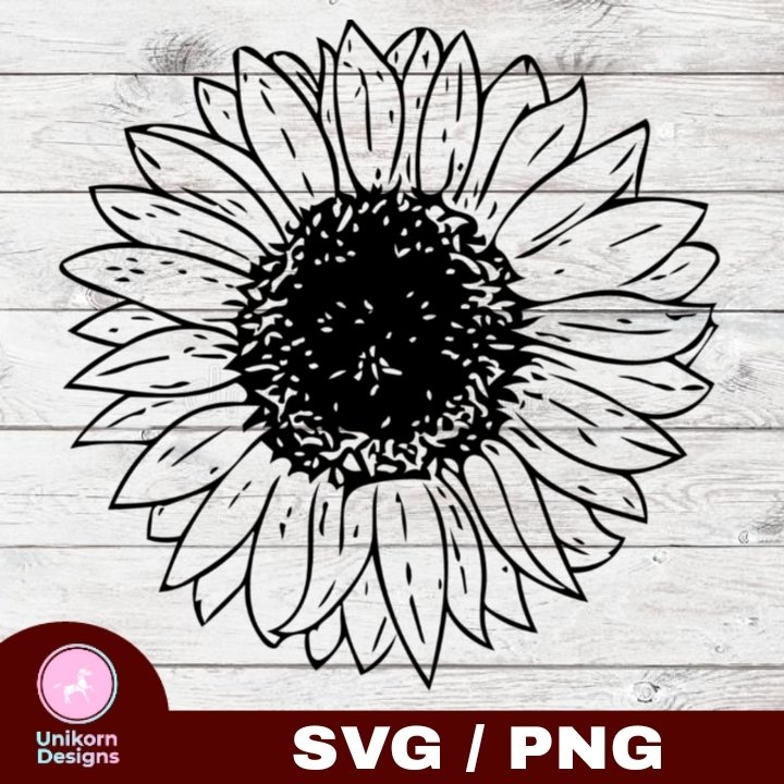 Sunflower Design 1 SVG PNG Silhouette Cut Files Cricut Vector Graphic Clipart Instant Download