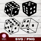 Dice Black & White Design 1 SVG PNG Silhouette Cut Files Cricut Vector Clipart Instant Download