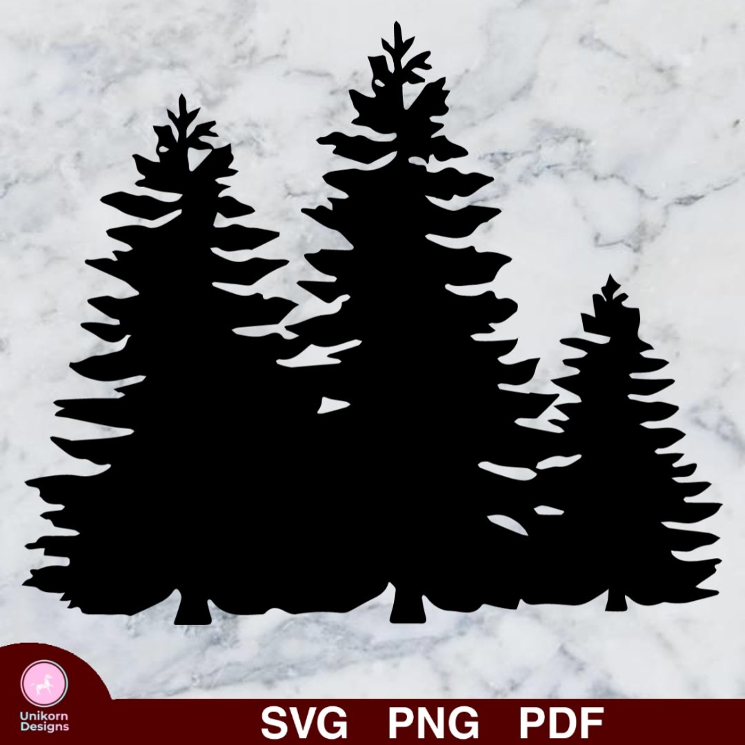 Pine Tree Design 1 SVG PNG Silhouette Cut Files Cricut Vector Clipart Instant Download Holiday