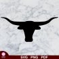 Texas Longhorn Head Design 1 SVG PNG Silhouette Cut Files Cricut Vector Instant Download