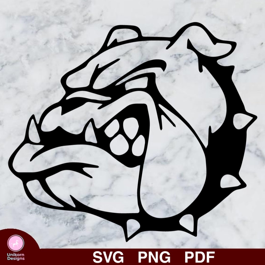Dog Bulldog Head Design 1 SVG PNG Silhouette Cut Files Cricut Vector Graphic Instant Download