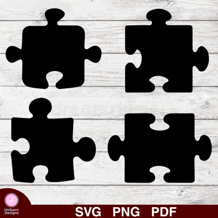 Puzzle Pieces Design 1 SVG PNG Silhouette Cut Files Cricut Vector Graphic Clipart Instant Download