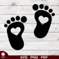 Baby Feet Footprints Design 2 SVG PNG Silhouette Cut Files Cricut Vector Clipart Instant Download