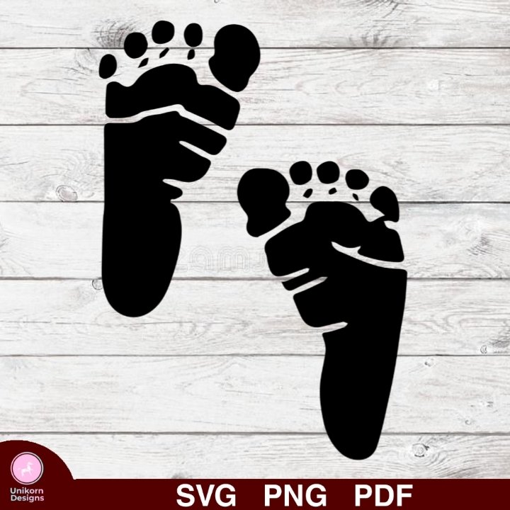 Baby Feet Footprints Design 3 SVG PNG Silhouette Cut Files Cricut Vector Graphic Instant Download