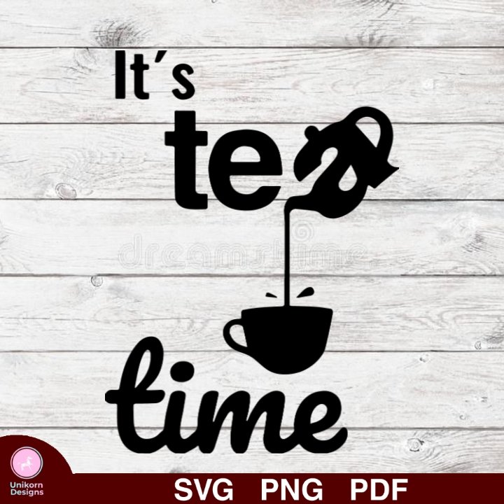 Tea Time Design 1 SVG PNG Silhouette Cut Files Cricut Vector Graphic Clipart Instant Download