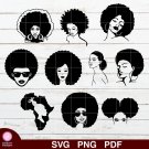 Afro Black Women Bundle Design 1 SVG PNG Silhouette Cut Files Cricut Vector Graphic