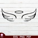 Angel Wings Halo Design 1 SVG PNG Silhouette Cut Files Cricut Vector Graphic Clipart Instant