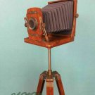 Antique Folding Camera With Wooden Tripod Stand Home Decorative
