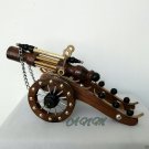 Antique Wood Brass Cannon Vintage Collectible Home Decorative