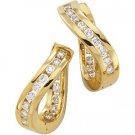 14k Yellow Gold Hinged Earrings W/diamonds