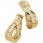 14k Yellow Gold Hinged Earrings W/diamonds