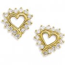 14k Yellow Gold Diamond Heart Earrings