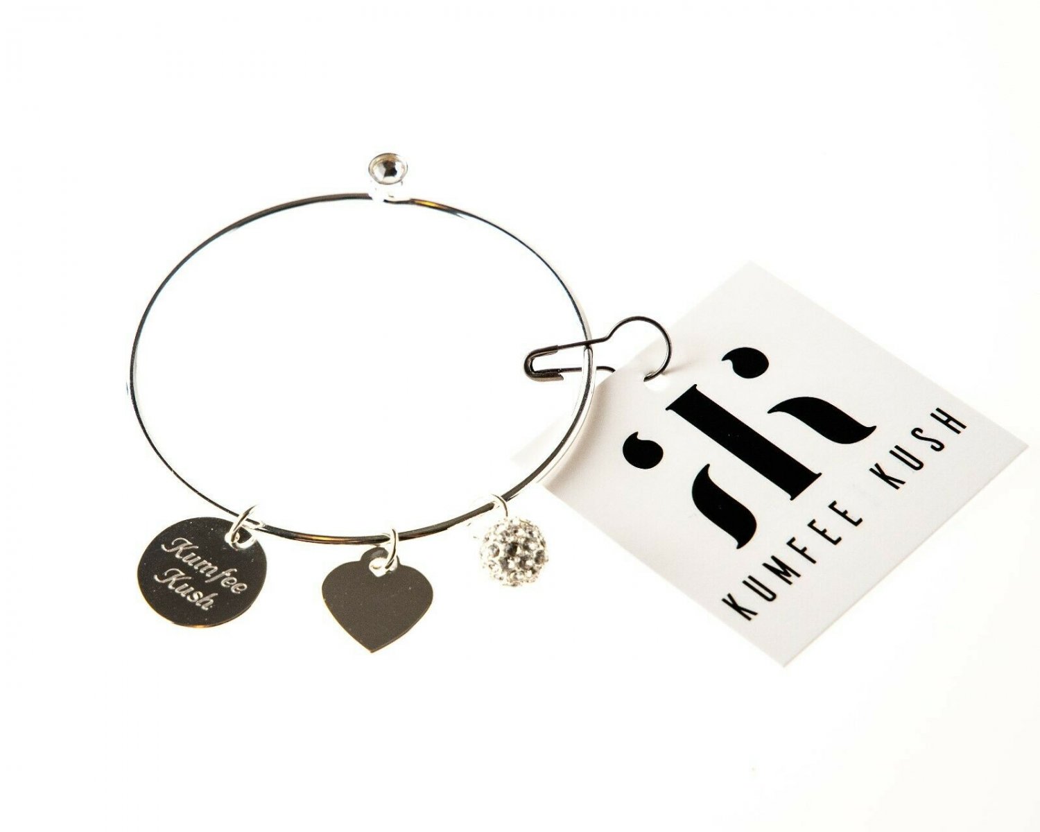Kumfee Kush (TM) Silver Bangle Bracelet With Charms
