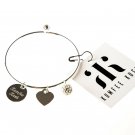 Kumfee Kush (TM) Silver Bangle Bracelet With Charms