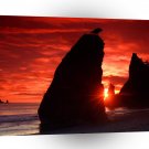 Beach Sea Stacks Knife Blood Red Sky A1 XLarge Canvas