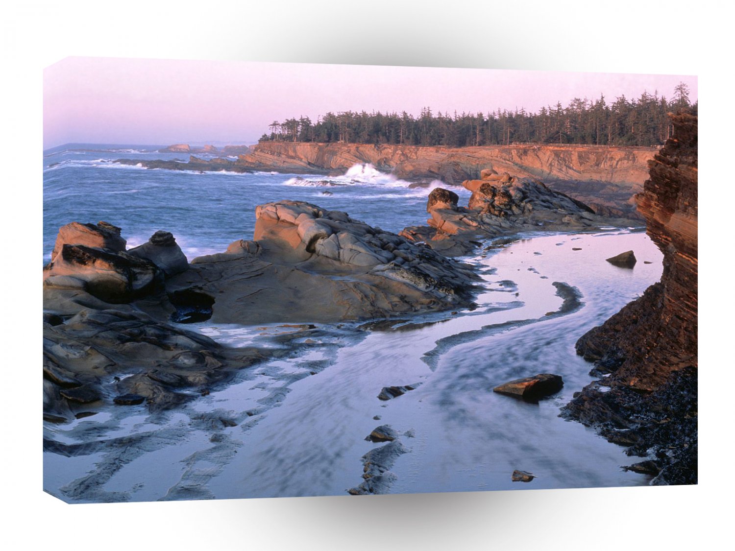 Beach Cliffs Sky Reflections Coos A1 XLarge Canvas