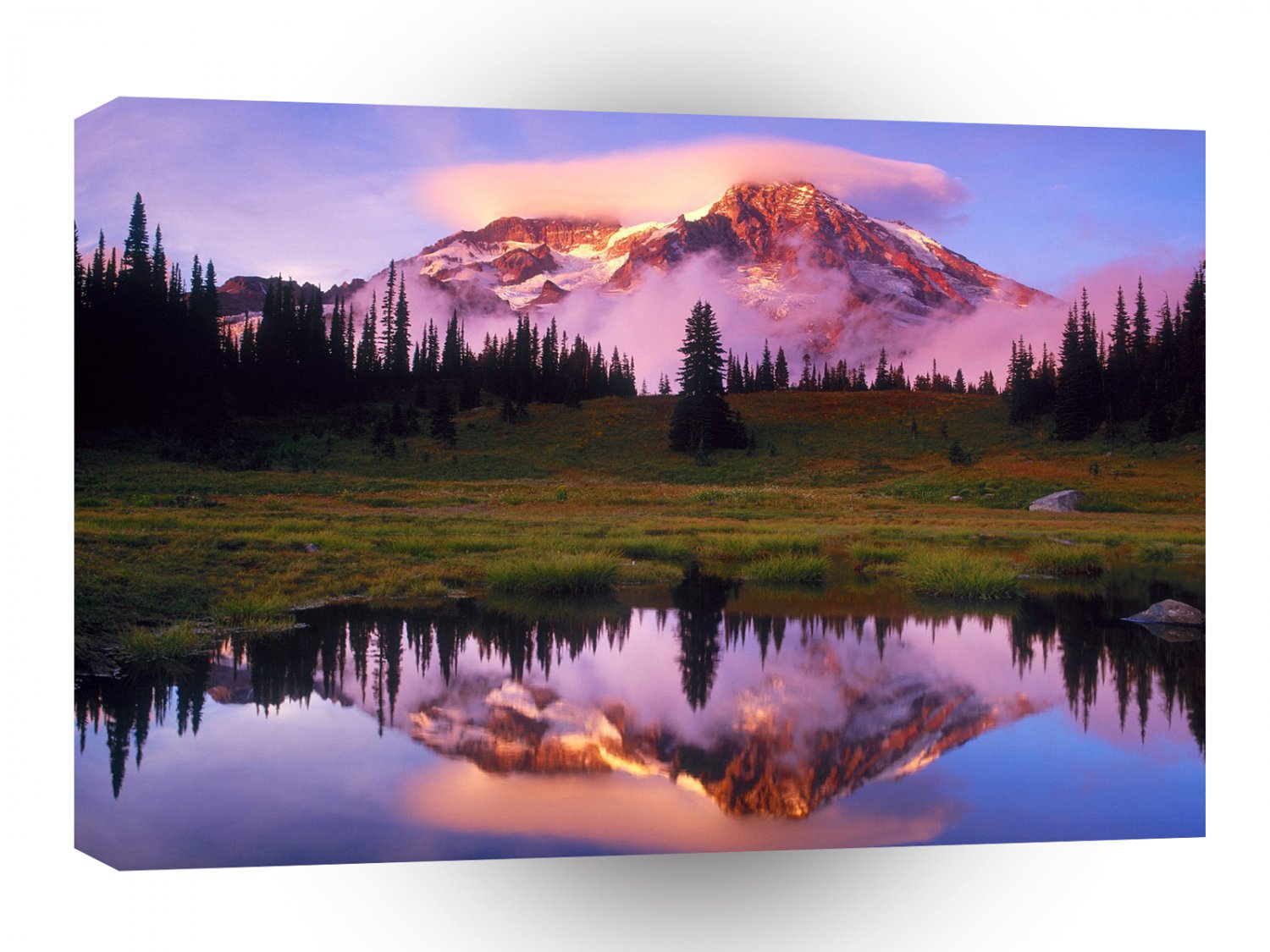 Lake Rainier Lenticular Cloud Reflected At Sunset A1 XLarge Canvas