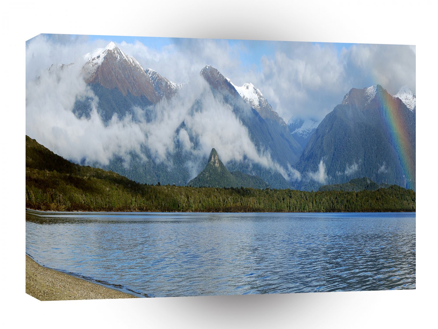 Nature Lakeside Rainbow Mountains A1 XLarge Canvas