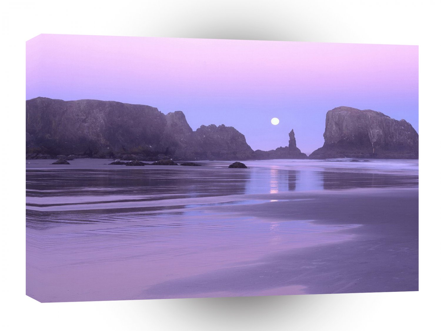 Sky Moonset Over Coquille Point A1 XLarge Canvas